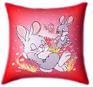 Bunnies Playing Glow In The Dark Pillow - Easter Gifts