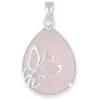 Butterfly Silver Pendant and Necklace with Rose Quartz