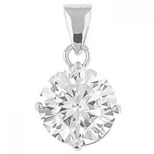 Silver Pendant with CZ 8mm Round