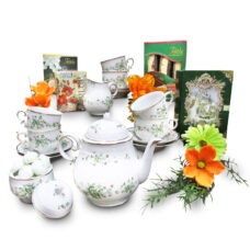 Porcelain Tea Set with Gourmet Cookies and Ceylon Teas