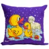 Easter ducks and sheep pillow purple