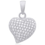 Silver Heart Pendant with Micro Set Cubic Zirconia